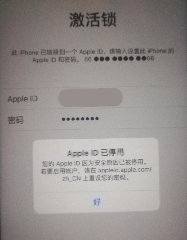 武都苹果手机维修分享iPhone 12 出现提示“Apple ID 已停用”怎么办 