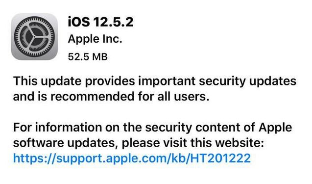 武都苹果手机维修分享iOS12.5.2发布，建议所有老苹果用户安装 